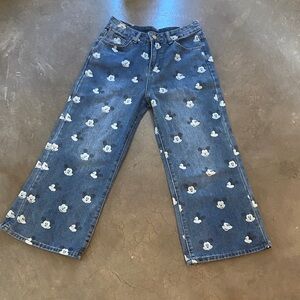 Blue Wide Leg Jeans with Mickey Mouse  Print size large